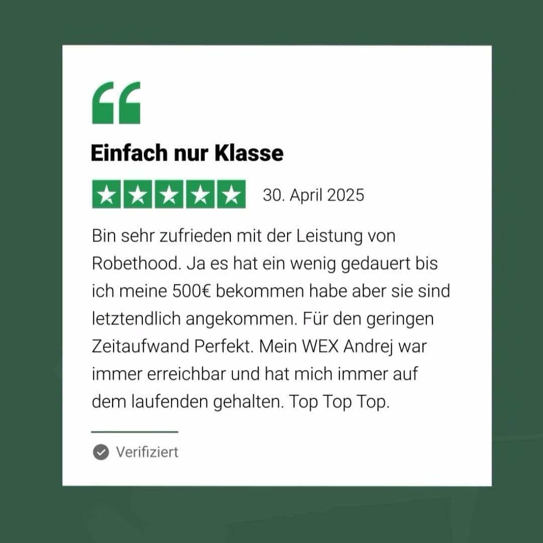 Erfahrungsbericht mit Robethood: 5 Sterne Bewertung für 500 € Auszahlung