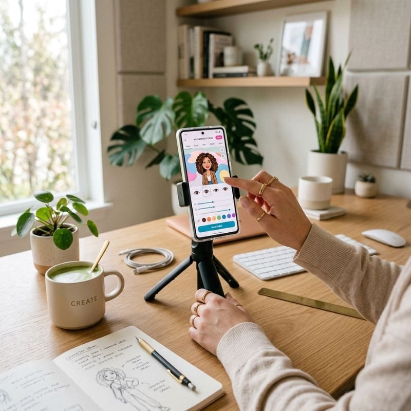 Smartphone zeigt digitale Avatar-Erstellung für Lip-Sync Videos